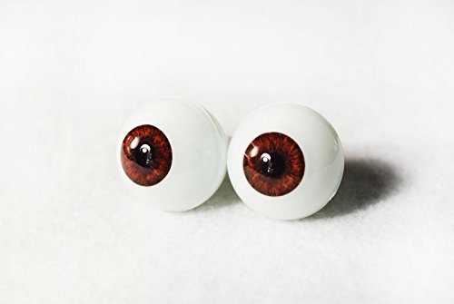 Glasstic Realistic Doll Eyes Japan Made for Halloween Props, Masks, Dolls or Bears (Brown, 26mm)