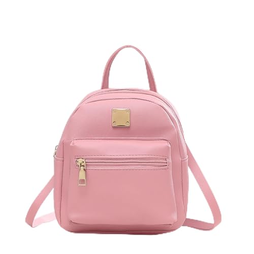Mochila feminina, mochilas femininas de poliuretano, bolsa com alça de ombro removível, mini bolsa de viagem, rosa, mini
