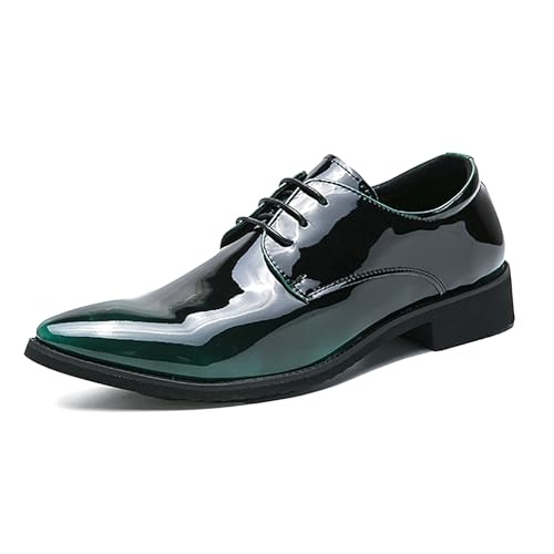 Tuxedo Shoes Patent Leather Wedding Dress Shoes for Men Lace up Formal Business Oxford Shoes