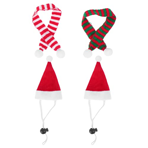 Ipetboom 4pcs Hamster Hat Xmas Pet Scarf Mini Santa Hats for Cat Lizard Christmas Hat Small Animal Costume Winter Warm Santa Hat Guinea Pig Christmas Funny Hat Plush Small Animals Small Hat