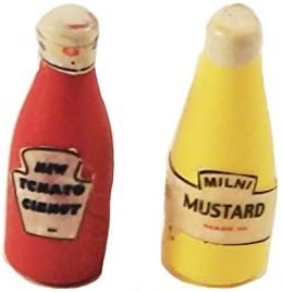 Melody Jane Dollhouse - Botellas de tomate y mostaza, accesorios de cocina y café