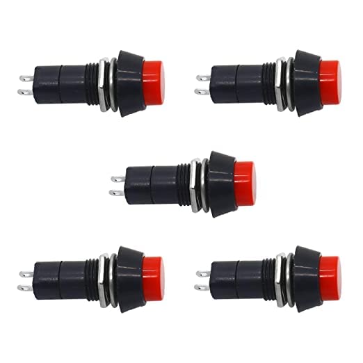 SP Electron PACK OF 5 Push Button 2-Pin SPST RED On-Off Switch : Amazon ...