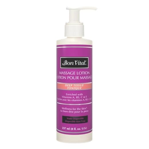 Bon Vital' Deep Tissue Massage Lotion for Deep Tissue Massages and Muscle Relaxation, Moisturizer Leaves No Greasy Feeling, Penetrates Deeply to Repair and Soften Skin During Massage, 8 Oz Pump