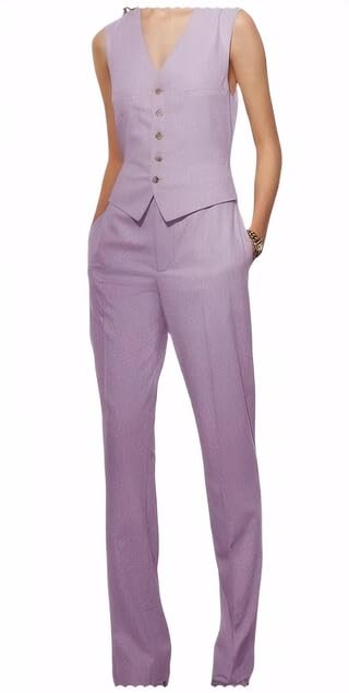 Linen Vest and Pants Set Women 2 PC Sleeveless V Neck Vest Tops Waistcoat Linen Pants Casual Matching Set3