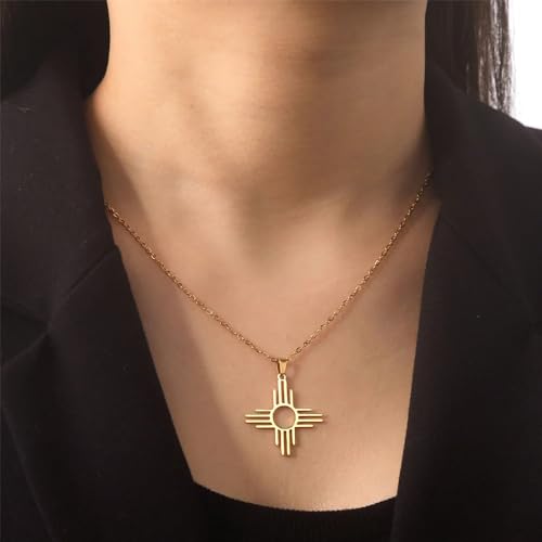 925 Sterling Silver Mexico Necklace, 14K Yellow Gold Mexico Zia Sun Symbol Pendant Neckalce for Women Men, Healing Warmth Amulet Jewelry, Mexico Necklaces Bracelet Map Flag Mexican Chain3