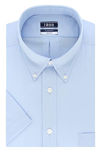 IZOD Men s Regular Fit Short Sleeve Solid Dress Shirt, Water Mill, 15 -15.5  Neck (Medium)