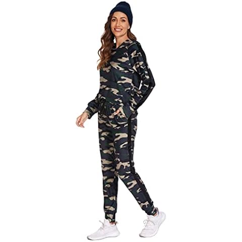 Hotouch Tracksuit Sets Womens 2 Piece Sweatsuits Velour Pullover Hoodie & Sweatpants Jogging Suits Outfits, Camouflage, Medium Cover