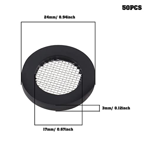 YINETTECH 50PCS Stainless Steel Filter Garden Hose Washer Seal O Ring Gasket Water Faucet Rubber Washer with 40 Mesh for 3/4 Inch Garden Hose Water Faucet Shower Head - Image 4