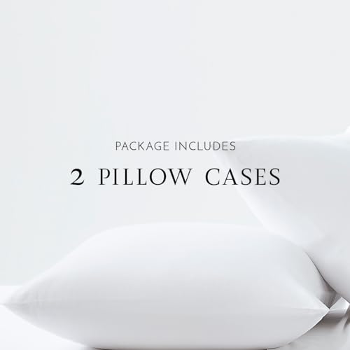 Image of Linen Closet Luxury Cotton 144 Thread Count Organic Cotton Standard Pillowcases, Set of 2, Arctic White