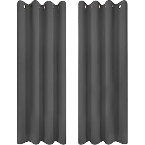 Utopia Bedding Blackout Curtains Grommet 2 Panels [Grey, 46W x 72L Inches] Thermal and Sound Insulated Drapes for Bedroom and Living Room (117x183 cm) Cover