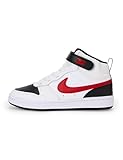 Nike Little Kid's Court Borough Mid 2 Shoes, White/University Red-Black, 11.5C