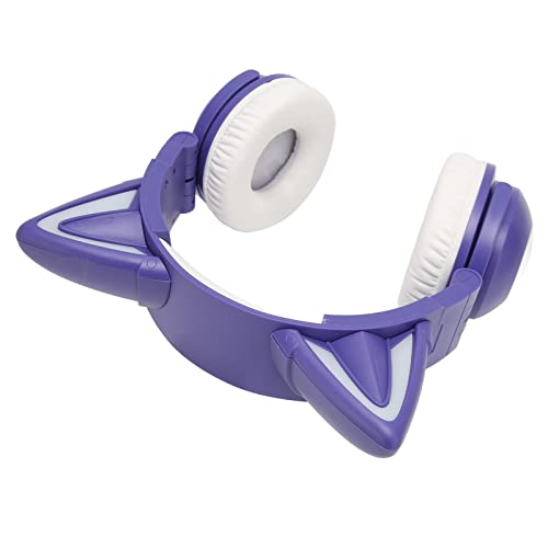 Auriculares Bluetooth de gato inalámbricos LED ajustable de material ABS púrpura 4