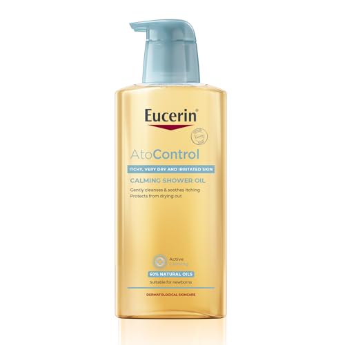 Eucerin AtoControl Bath & Shower Oil 400ml, Soap-Free, Fragrance-Free Body Cleansing Oil, Enriched with Omega-3 and Omega-6, Soothes and Protects Atopic Skin