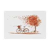 Targa in metallo con stampa albero con vecchia bici vecchia: 20,3 x 30,5 cm, la decorazione da parete con lavanda è un ottimo regalo per parenti, amici, familiari e vicini, aggiungendo divertimento e colore alla tua vita o ai tuoi amici.