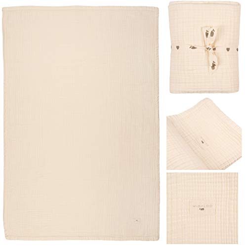 Muslin Blankets, Baby Toddler Quilt, 4 Layers, 100% Cotton Stroller Blanket, Hypoallergenic, Super-Soft, Breathable And Lightweight Swaddle, Nursery & Crib Blanket, Large (47 X 35 Inch) (Vanilla Ice) #TOP3