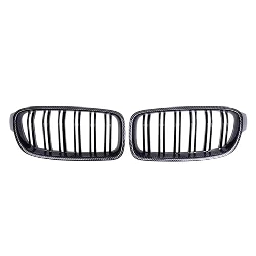 Calandre double ligne pour BMW F30 F31 F35 style carbone noir brillante de 2012 à 2017