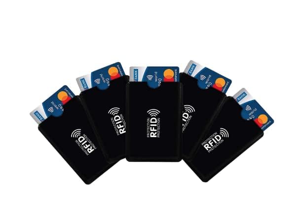 RFID Blocking Card Sleeve Cover for ATM Cards, Anti Scan Protection with Foil Shield, Slim Wallet Storage Solution (Pack 5)-image-0