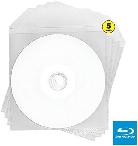 5 x Ritek Blu Ray Recordable Blank Discs - 6X, 25GB BD-R, Full Face White Inkjet Printable - In Dragon Trading Plastic Sleeves - Image 3