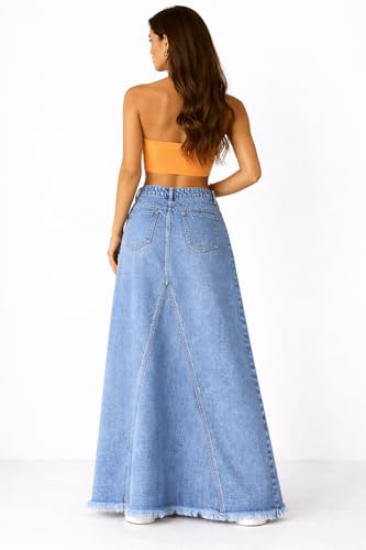 Image of ODDMONKEY Women High Waist Denim Skirt | Skirt for Women | Long Straight Fit Skirt |Long Skirt for Women