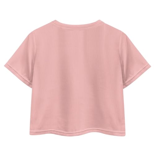 Girls Fashion Crewneck Tee Shirts Casual Short Sleeve Crop Top Summer Outfits 5-14 Years Old2