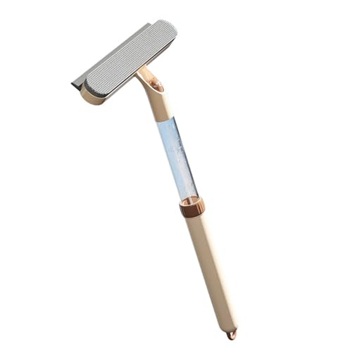 Dopommy スプレーガラスワイパー プロな窓拭きセット これで4役(霧吹き・クロス・水切り・窓枠の隙間掃除) 窓ガラス掃除スクージー 水切りワイパー ガラス掃除用 窓掃除 洗車用 隙間ブラシ付き 収納便利 拭き幅21cm タンク容量150ml (ベージュ)