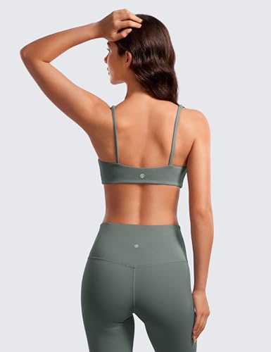 Image of CRZ YOGA Butterluxe Square Neck Sports Bras | Light Support, Removable Pads, Yoga, Extremely Soft, Low Coverage, Adjustable Spaghetti Straps, for Women