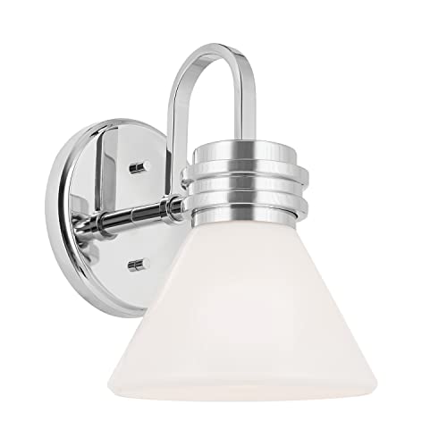 Image of Kichler Farum 7.25 inch 1-Light Wall Sconce with Opal Glass in Chrome, for Fireplace, Kitchen, Bedroom, Hallway, or Vanity, (7.25 inch W x 9.5 inch H) 55153CH