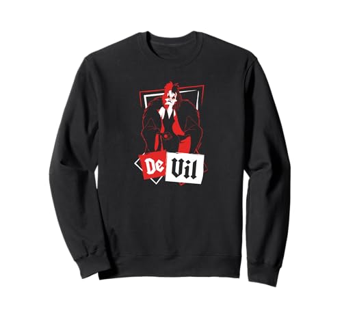 Sweatshirt 101 Dalmatians De Vil pull Disney noir et blanc