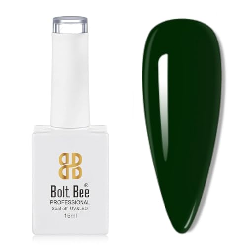 Image of Bolt Bee Forest Green Color Gel Nail Polish Soak Off UV Gel DIY at Home Manicure Salon Nail Art