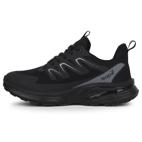 Image of Liberty Leap7x MEKSHAW-1E Lacing Sports Running Shoes for Men - Black & Blue | Comfortable and Durable Lace-Up Closure - Suitable for Lacing Walking, Gym, Jogging Shoes for Gents - Cushioned Footbed