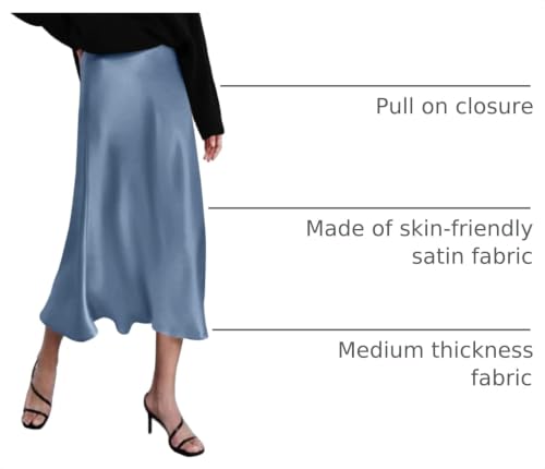 Image of Zeagoo Skirts for Women High Waist Skirt Elegant Midi Skirt Satin