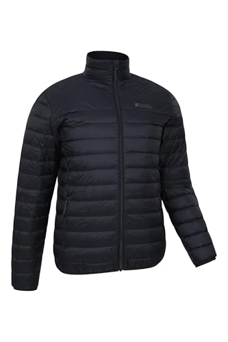 Mountain Warehouse Featherweight Mens Down Jacket - Lightweight Winter Puffer Coat, Easy Care, Packaway Bag, Water Resistant - For Camping, Travelling & Walking Black XXS - Image 3