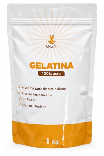 Snadi Gelatina en Polvo | 1 kg | 100% Pura, Sin Sabor y Calidad Profesional | Rica en Aminoácidos Precursores del Colágeno | Repostería, Postres, Geles y Salsas | Fácil de Disolver y Textura Perfecta