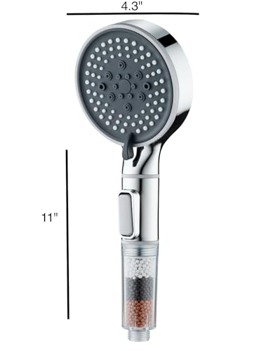 Regadera de mano filtrada Socila con botón On/Off, 6 modos de rociado, masajeador para espalda, reduce cloro y fluoruros, incluye manguera y soporte miniatura 4