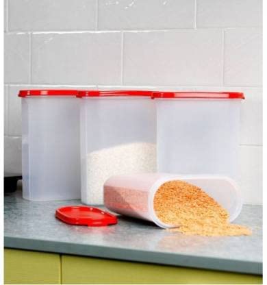 Tupperware Plastic Grocery Container 2.3 L Pack of 4 (Red)