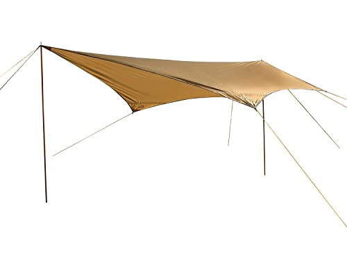 icamp(アイキャンプ) ソロタープ tarp one ペンタゴン タープ 軽量2kg ポール2本付 3.8m×3.8m 紫外線カット 耐水圧3000mm ソロキャンプ (アイキャンプ ゴールド) 日除け 遮光 UV加工 撥水 (ゴールド) 6枚目