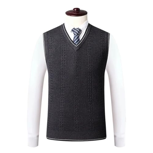 Men’S Vintage V-Neck Argyle Sweater Vest Thick Wool Blend Sleeveless Buttoned Pullover4