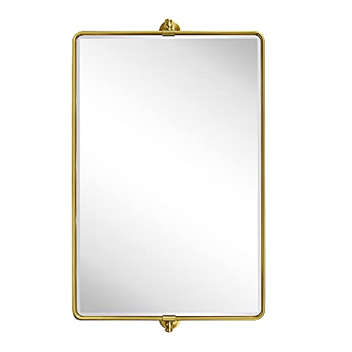 Tehome 24 X 38'' Horizontal Farmhouse Gold Metal Framed Pivot Rectangle Bathroom Mirror Tilting Beveled Vanity Mirrors For Wall #TOP2