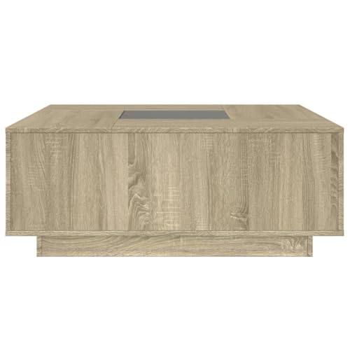 Table basse LED infini chêne Sonoma 100x100 cm Mangloder - 7