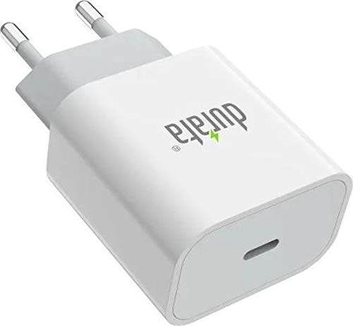 Adapter Durata DR-75 z portem PD 18 W 3,0 A szybka ładowarka z pojedynczym portem 18 W + kabel USB-C na Lightning – ładowarka Power Delivery – kompatybilna z kompatybilną z Apple kompatybilna z iPhone