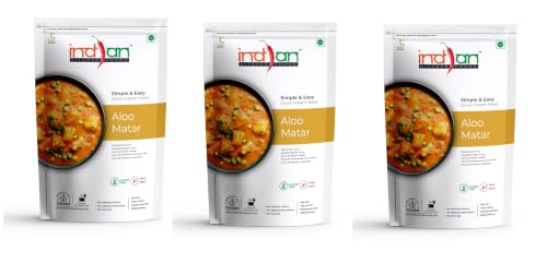 Image of Indian Kitchen Foods Instant Aloo Matar - Freeze Dried, Gluten-Free, Ready-to-Eat Indian Vegetarian Meal (Pack of 3)