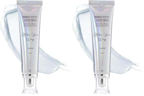Image of FACESCANADA Strobe Cream - Silver, 30Ml | Primer + Highlighter + Moisturizer | Shea Butter & Hyaluronic Acid | Intense Hydration | Flawless Radiant Dewy Skin | Illuminating & Glowing Makeup Base