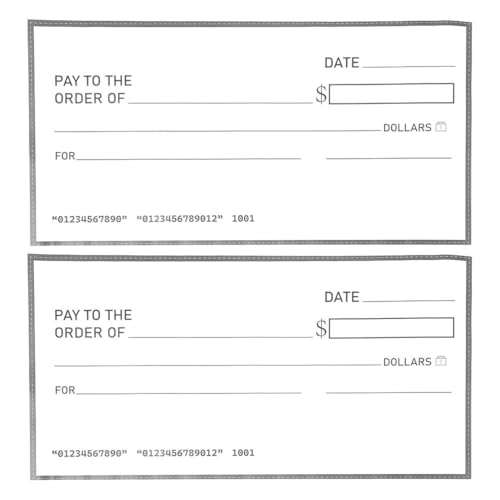 HOMSFOU Lot De 2 Chèques Géants Vierges Pour Présentations, Faux Papier Effaçable À Sec, Fantaisie, Drôle, Grand Format, Pour Dons, Collectes De Fonds, Prix, Dotation