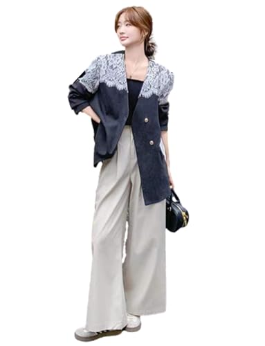 Veste de smoking en dentelle pour femme et pantalon fluide costume de cérémonie Ulnomio