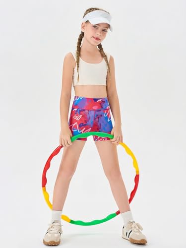 Image of Haloumoning Girls Athletic Shorts Kids High Waisted Yoga Dance Biker Shorts Comfy Gymnastics Shorts 5-14Y