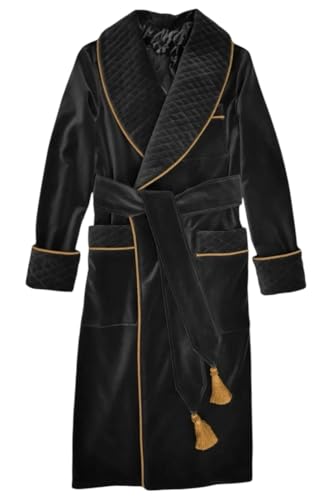 Fashion World SO Men's Smoking Robe Black Men's Dressing Gown Men Dinner Party Wear Robe Special Evening Smoking