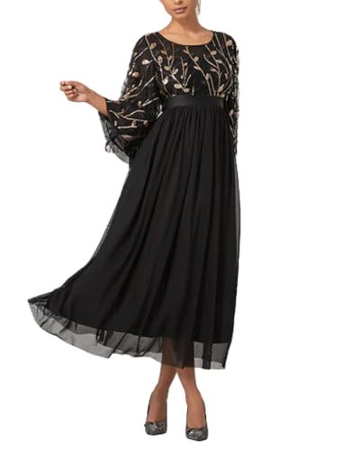 A-Line Elegant Wedding Guest Dress Jewel Neck Ankle Length 3/4 Length Sleeve Fashion Formal Dress Glitter 2024