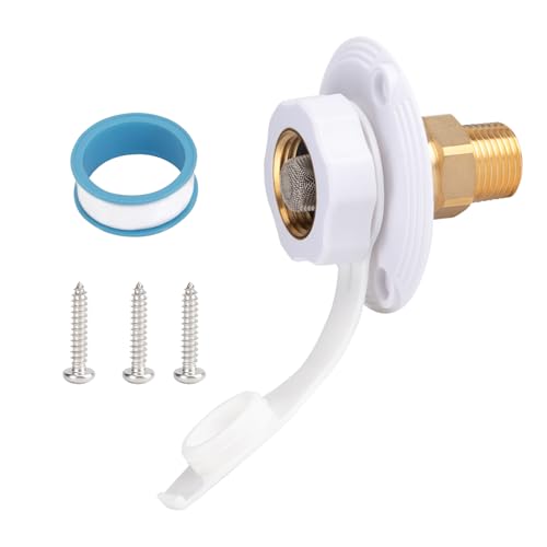 BFXM RV City Water Inlet with Check Valve – RV Water Inlet Connection, RV Water Fill Inlet with 3/4' NH Female to 1/2' NPT Male, Ideal for RVs, Travel Trailers, Camping, and Boats in White