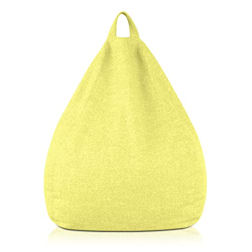 DESHOME - Puff tipo saco con relleno desenfundable para interior y exterior: puff puff puff puf de tejido impermeable artesanal Made in Italy - Light puf (pequeño: 65 x 65 x 70 cm, amarillo cinco)