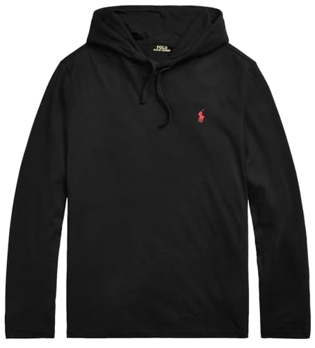 POLO RALPH LAUREN Men Long Sleeve Hoodied T-Shirt (Black XL)